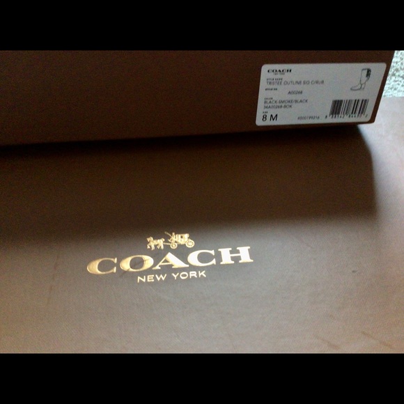 Coach Black Tristee Outline Rain Boots SG C/rub sz 8m black / smoke black - Picture 3 of 10